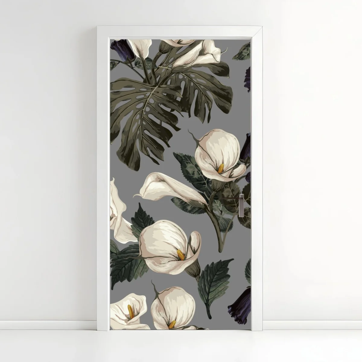 Pegatina para puerta estampado botánico de calas y hojas tropicales – Pixers® Pegatina para puerta estampado botánico de calas y hojas tropicales – Pixers®
