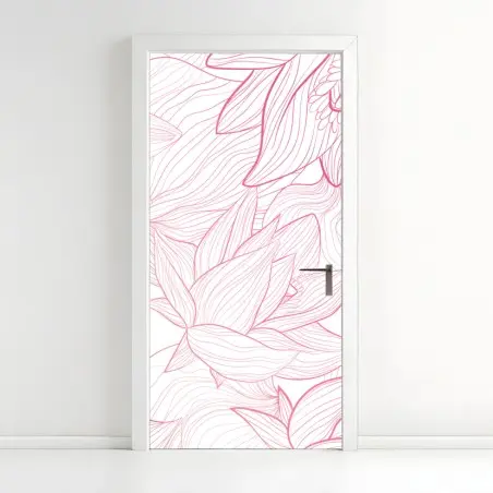 Pegatina para puerta patrón floral delicado en tonos rosa – Pixers®