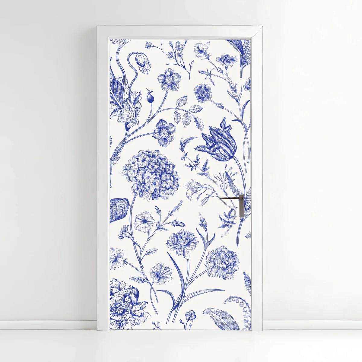 Pegatina para puerta estampado floral clásico en azul y marfil – Pixers® Pegatina para puerta estampado floral clásico en azul y marfil – Pixers®
