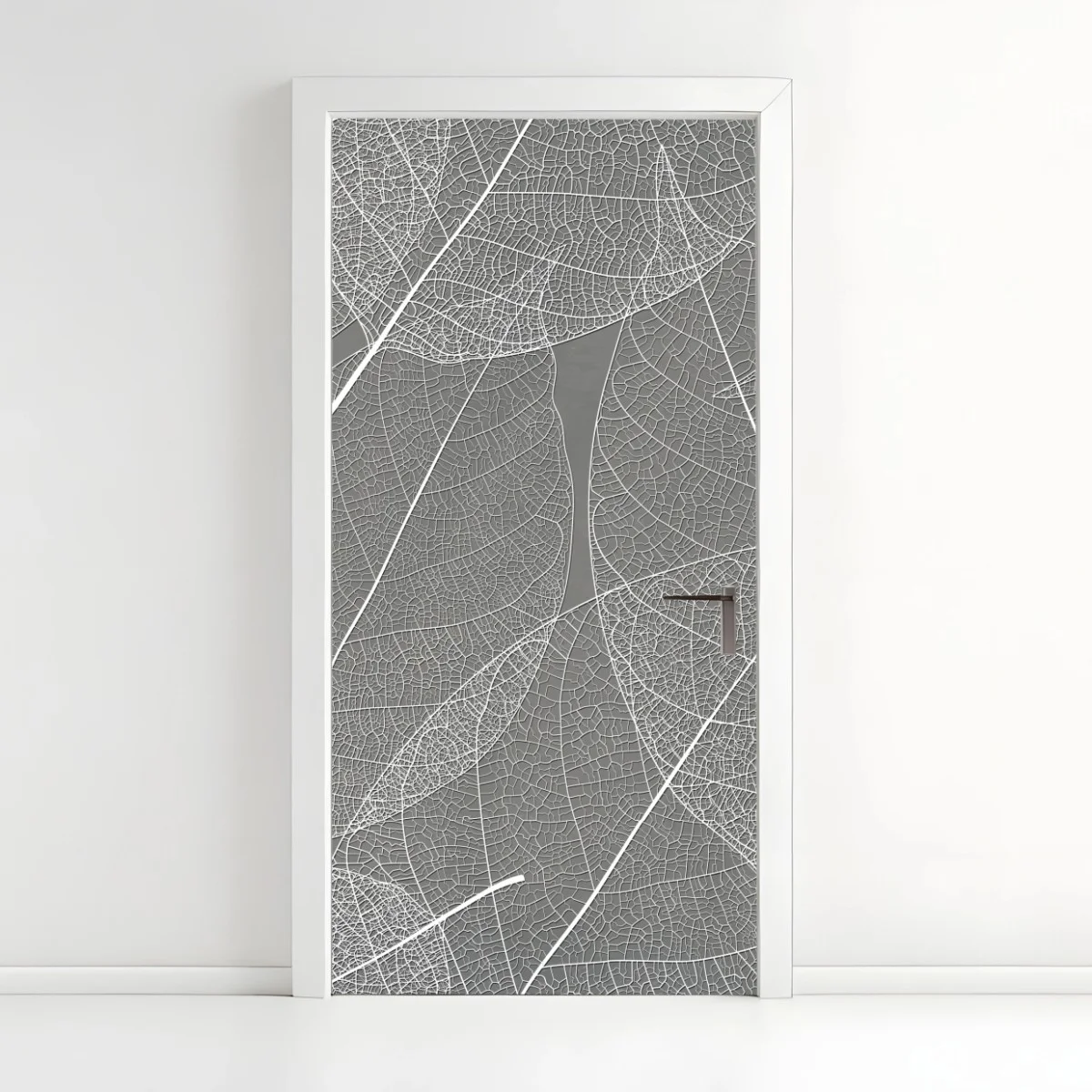 Pegatina para puerta patrón botánico de hojas esqueletizadas en gris – Pixers® Pegatina para puerta patrón botánico de hojas esqueletizadas en gris – Pixers®