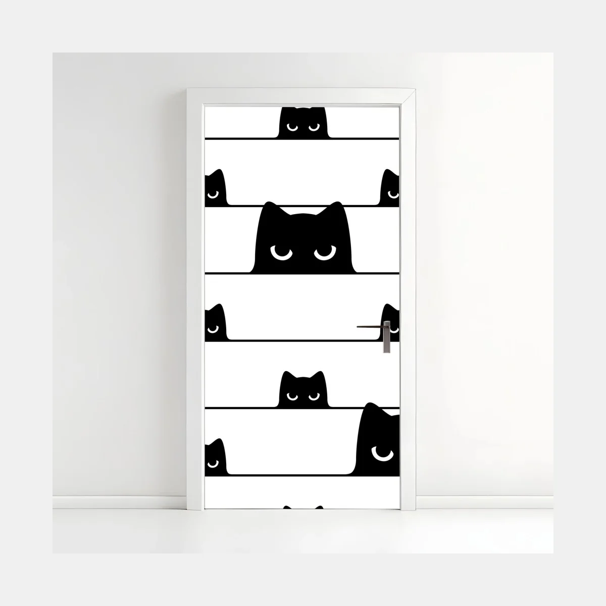 Pegatina para puerta patrón de gatos asomados en blanco y negro – Pixers® Pegatina para puerta patrón de gatos asomados en blanco y negro – Pixers®