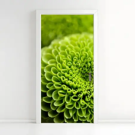 Pegatina para puerta patrón botánico verde en espiral – Pixers®