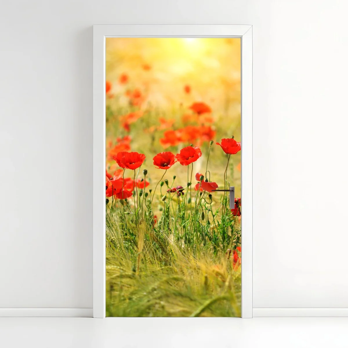 Pegatina para puerta campo de amapolas al amanecer – Pixers® Pegatina para puerta campo de amapolas al amanecer – Pixers®