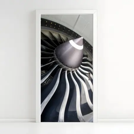 Pegatina para puerta turbina en primer plano estética industrial – Pixers®