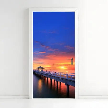 Pegatina para puerta amanecer en el muelle – Pixers®