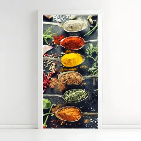 Pegatina para puerta especias y hierbas: explosión de color culinario – Pixers®