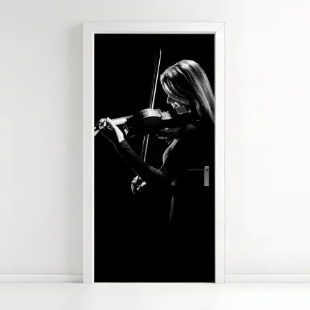 Pegatina para puerta violinista en luz y sombra – Pixers®