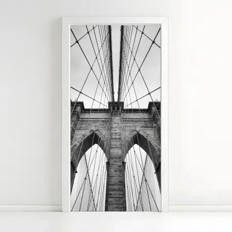 Pegatina para puerta perspectiva arquitectónica del puente de Brooklyn – Pixers®
