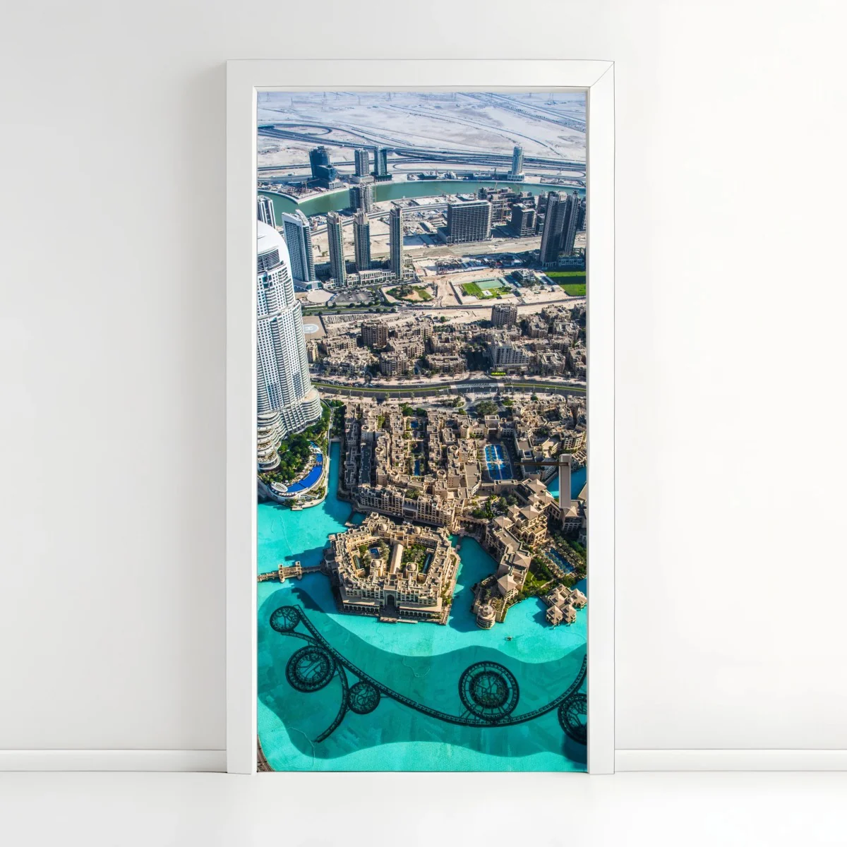 Pegatina para puerta panorámica aérea de Dubai y su lago urbano – Pixers® Pegatina para puerta panorámica aérea de Dubai y su lago urbano – Pixers®