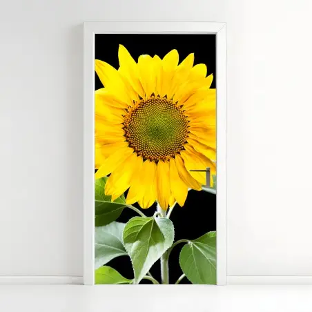 Pegatina para puerta girasol dorado sobre fondo negro – Pixers®