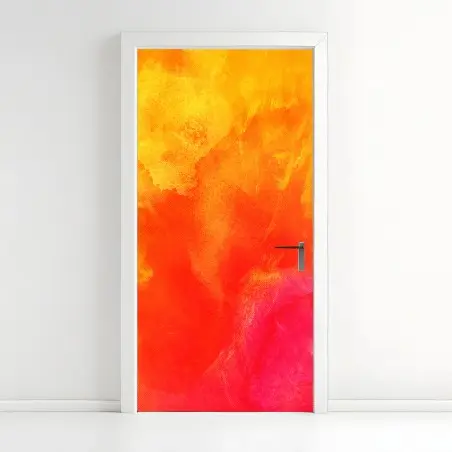 Pegatina para puerta degradado abstracto en tonos cálidos – Pixers®
