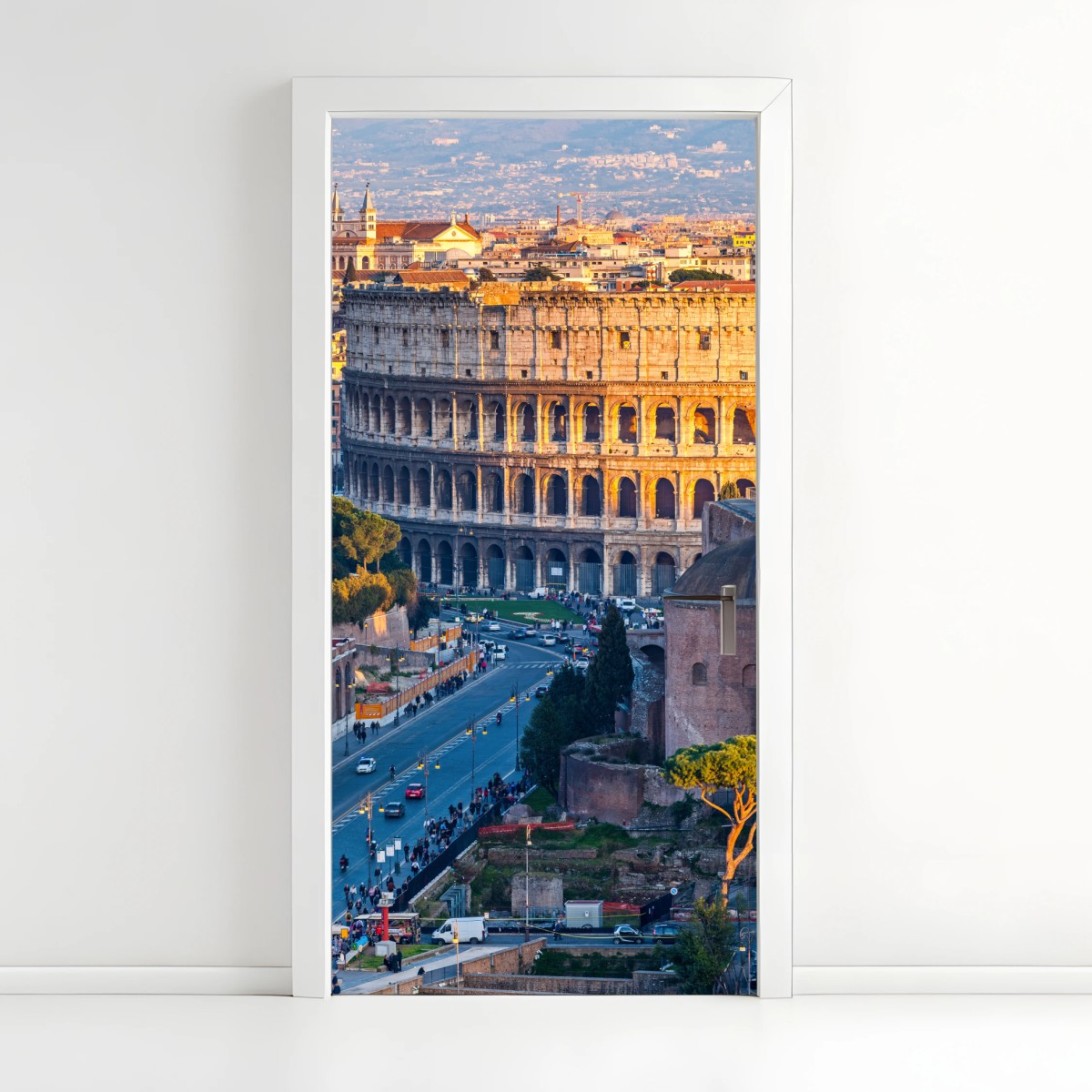 Pegatina para puerta coliseo de Roma al atardecer – Pixers®