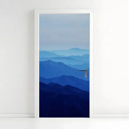 Pegatina para puerta cordillera en capas azules – Pixers®