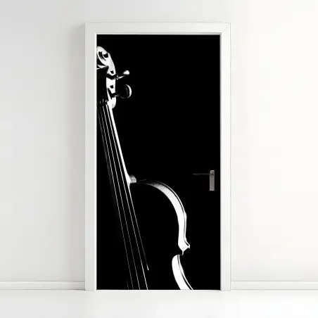 Pegatina para puerta silueta de violín en blanco y negro – Pixers®