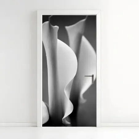 Pegatina para puerta calas minimalistas en blanco y negro – Pixers®