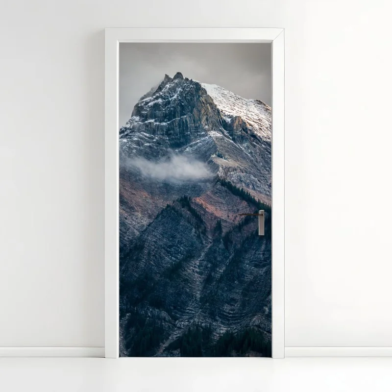 Pegatina para puerta cumbre nevada y texturas rocosas