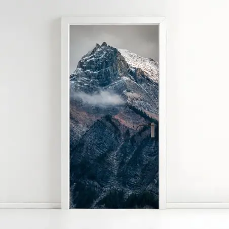 Pegatina para puerta cumbre nevada y texturas rocosas – Pixers®