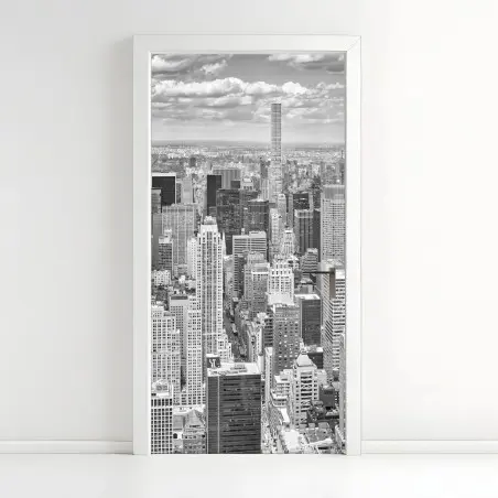 Pegatina para puerta panorama en blanco y negro de Nueva York – Pixers®
