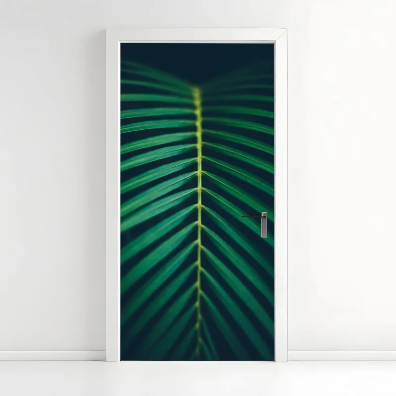 Pegatina para puerta hoja de palma vertical minimalista