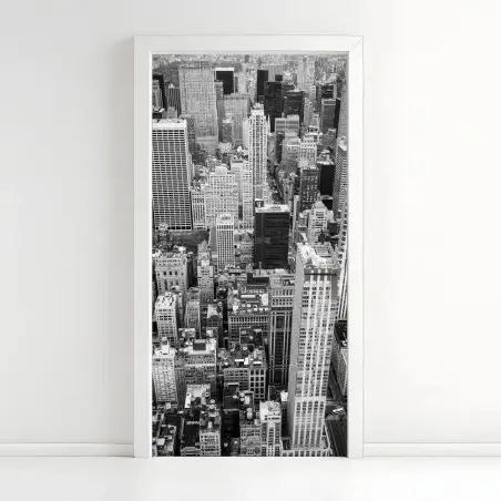 Pegatina para puerta mural panorámico de Nueva York en blanco y negro – Pixers®