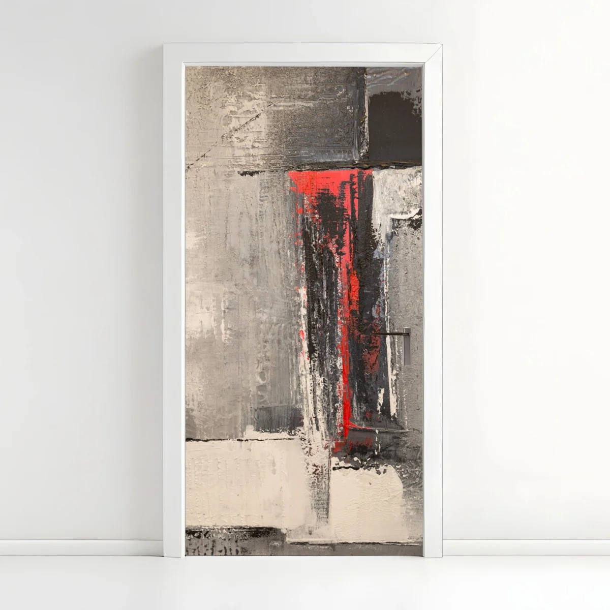 Pegatina para puerta composición abstracta en tonos grises con acento rojo – Pixers® Pegatina para puerta composición abstracta en tonos grises con acento rojo – Pixers®