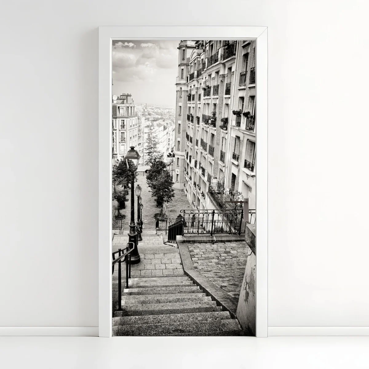 Pegatina para puerta escaleras empedradas en blanco y negro – Pixers® Pegatina para puerta escaleras empedradas en blanco y negro – Pixers®