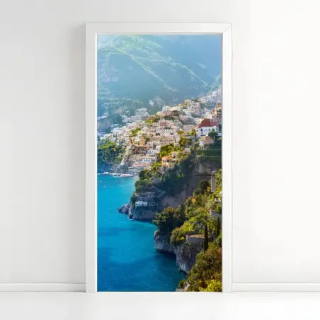 Pegatina para puerta panorama de Positano en la costa Amalfitana – Pixers®