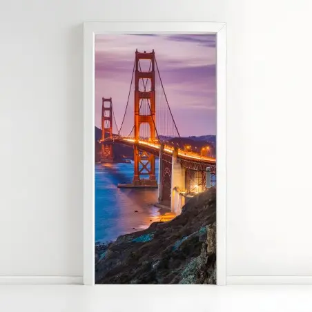 Pegatina para puerta atardecer sobre el Golden Gate en San Francisco – Pixers®