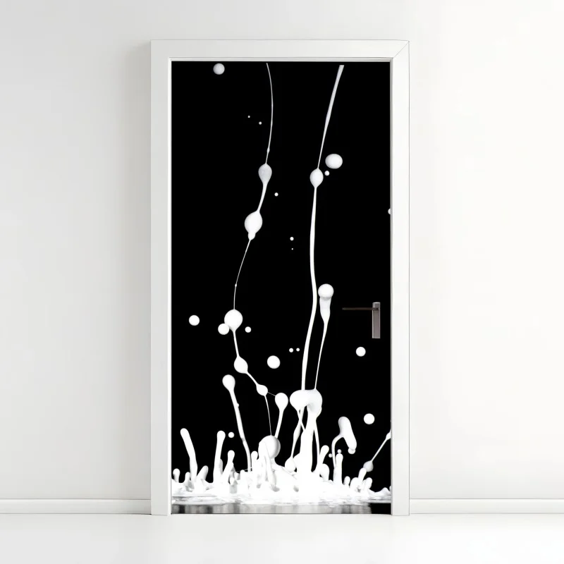 Pegatina para puerta salpicaduras blancas sobre fondo negro