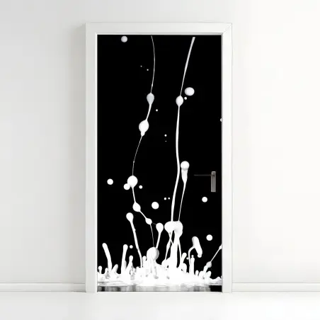 Pegatina para puerta salpicaduras blancas sobre fondo negro – Pixers®