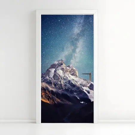 Pegatina para puerta noche estrellada sobre Ushba en Svaneti – Pixers®