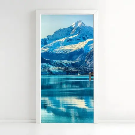 Pegatina para puerta paisaje glacial sereno en tonos azules – Pixers®