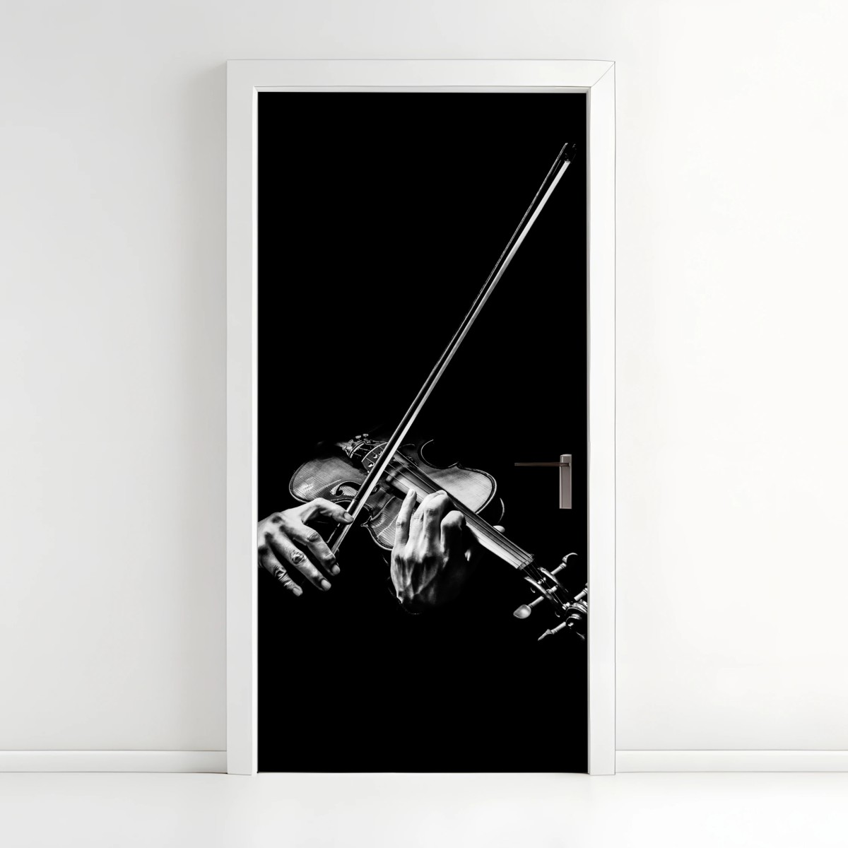 Pegatina para puerta intensidad del violín en blanco y negro – Pixers®