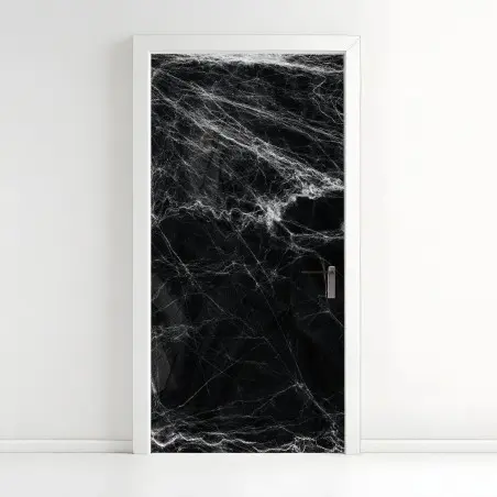 Pegatina para puerta telaraña fantasmal sobre fondo negro – Pixers®