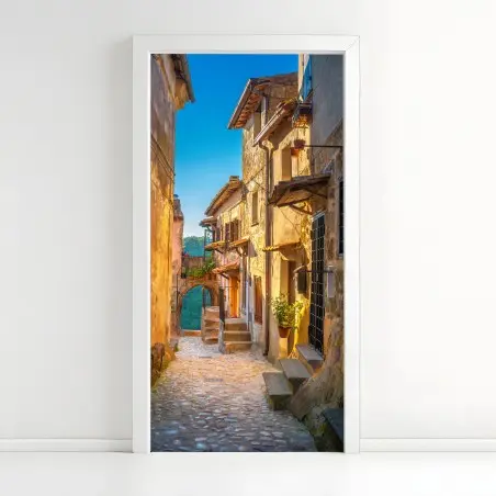 Pegatina para puerta callejón en la Toscana al atardecer – Pixers®