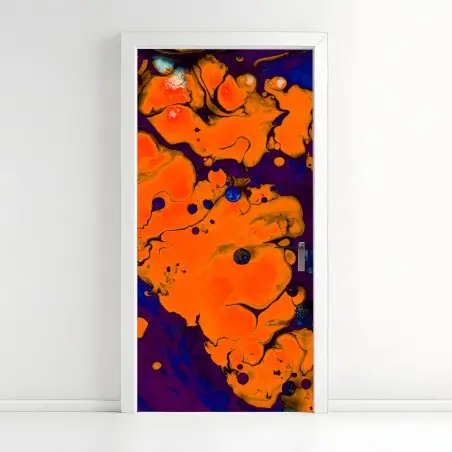 Pegatina para puerta explosión de color naranja y morado – Pixers®