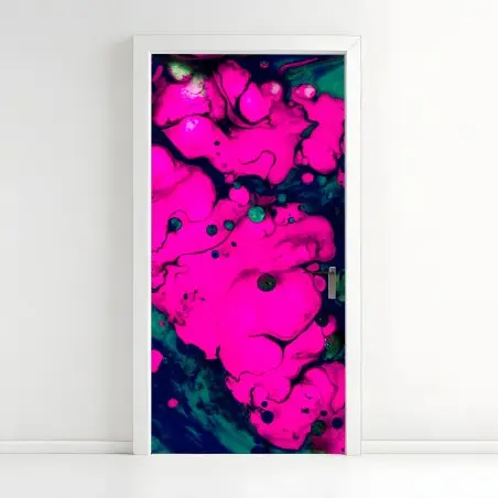 Pegatina para puerta explosión fucsia: composición abstracta psicodélica – Pixers®