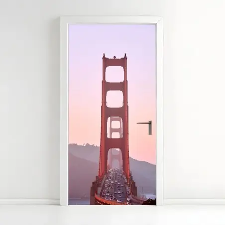 Pegatina para puerta impresionante puente Golden Gate al atardecer – Pixers®
