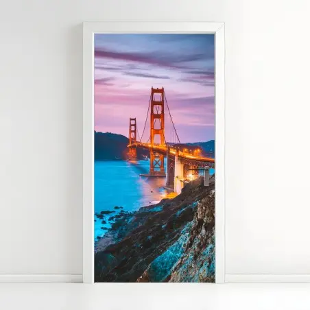 Pegatina para puerta atardecer sobre Golden Gate en San Francisco – Pixers®