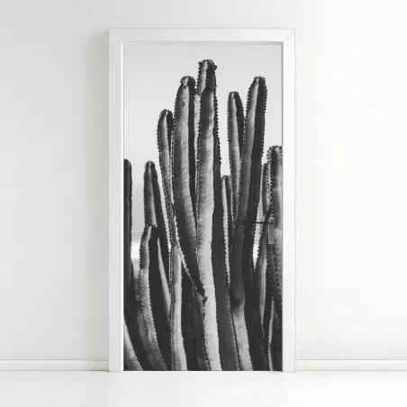 Pegatina para puerta cactus monocromático textura minimalista – Pixers®