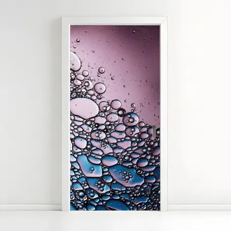 Pegatina para puerta composición de burbujas en tonos rosa y azul – Pixers®