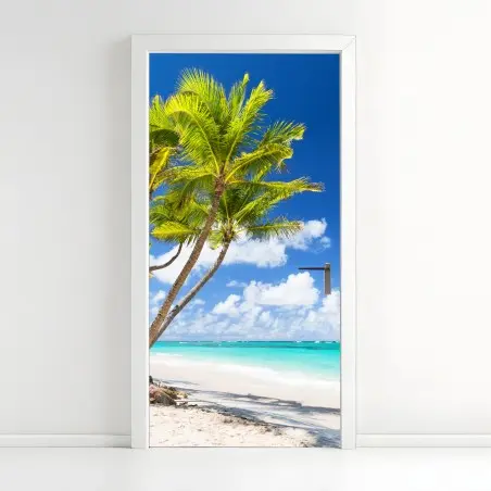 Pegatina para puerta palmeras tropicales en la playa de Punta Cana – Pixers®