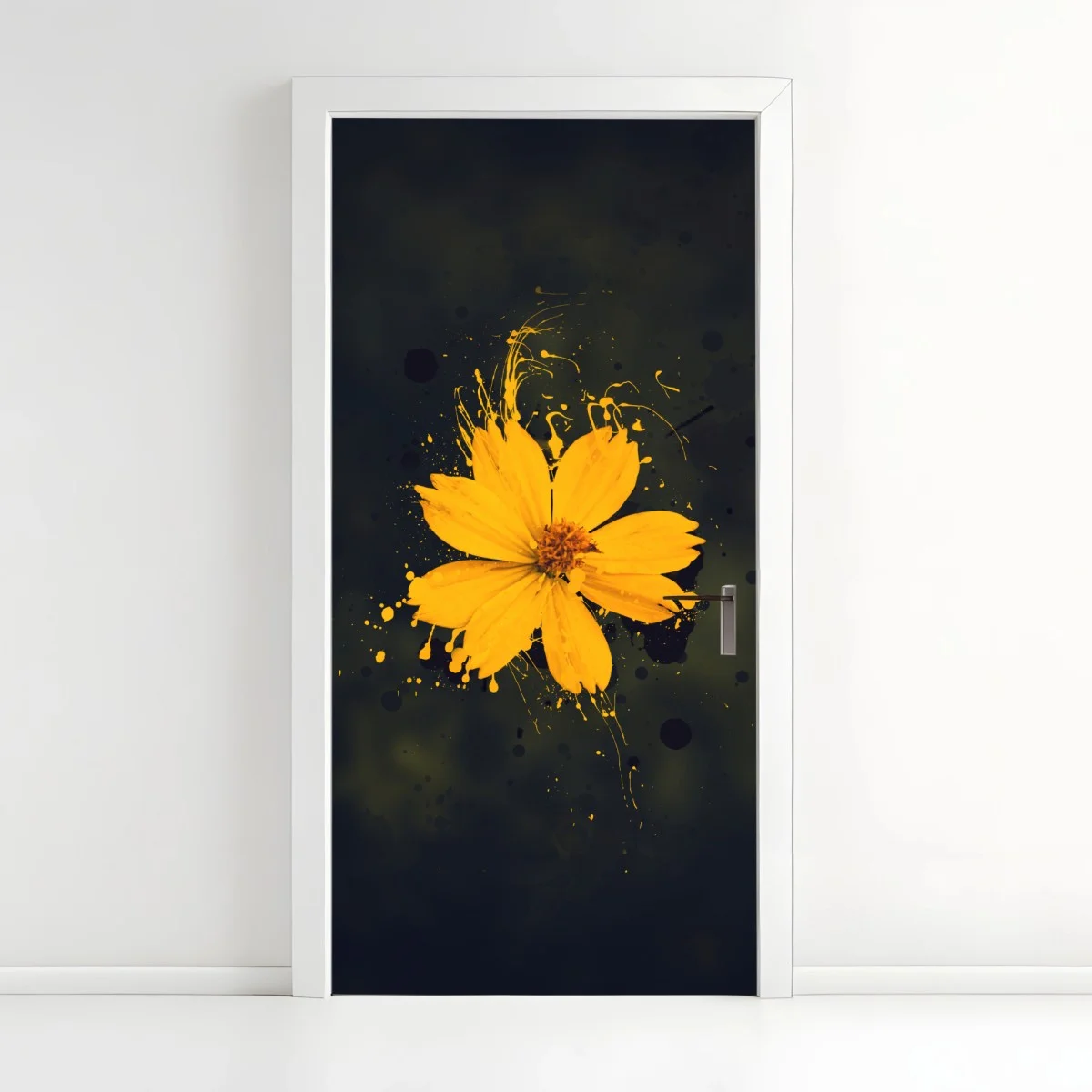 Pegatina para puerta flor amarilla con efecto salpicado sobre fondo oscuro – Pixers® Pegatina para puerta flor amarilla con efecto salpicado sobre fondo oscuro – Pixers®