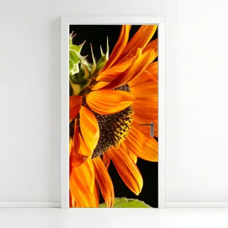 Pegatina para puerta girasol naranja en primer plano – Pixers®
