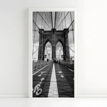 Pegatina para puerta perspectiva arquitectónica del puente de Brooklyn – Pixers®