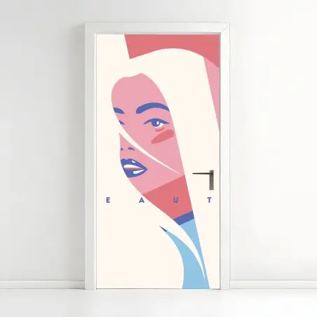 Pegatina para puerta belleza pop en tonos pastel – Pixers®