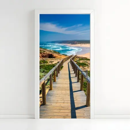 Pegatina para puerta pasarela hacia Praia da Bordeira, Algarve – Pixers®