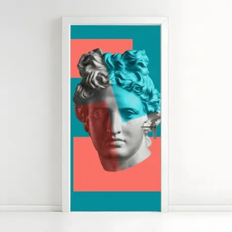 Pegatina para puerta busto clásico pop en contraste de colores – Pixers®
