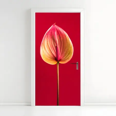 Pegatina para puerta anturio en rojo: detalle botánico elegante – Pixers®