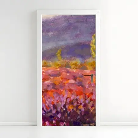 Pegatina para puerta paisaje de lavanda en Provenza – Pixers®
